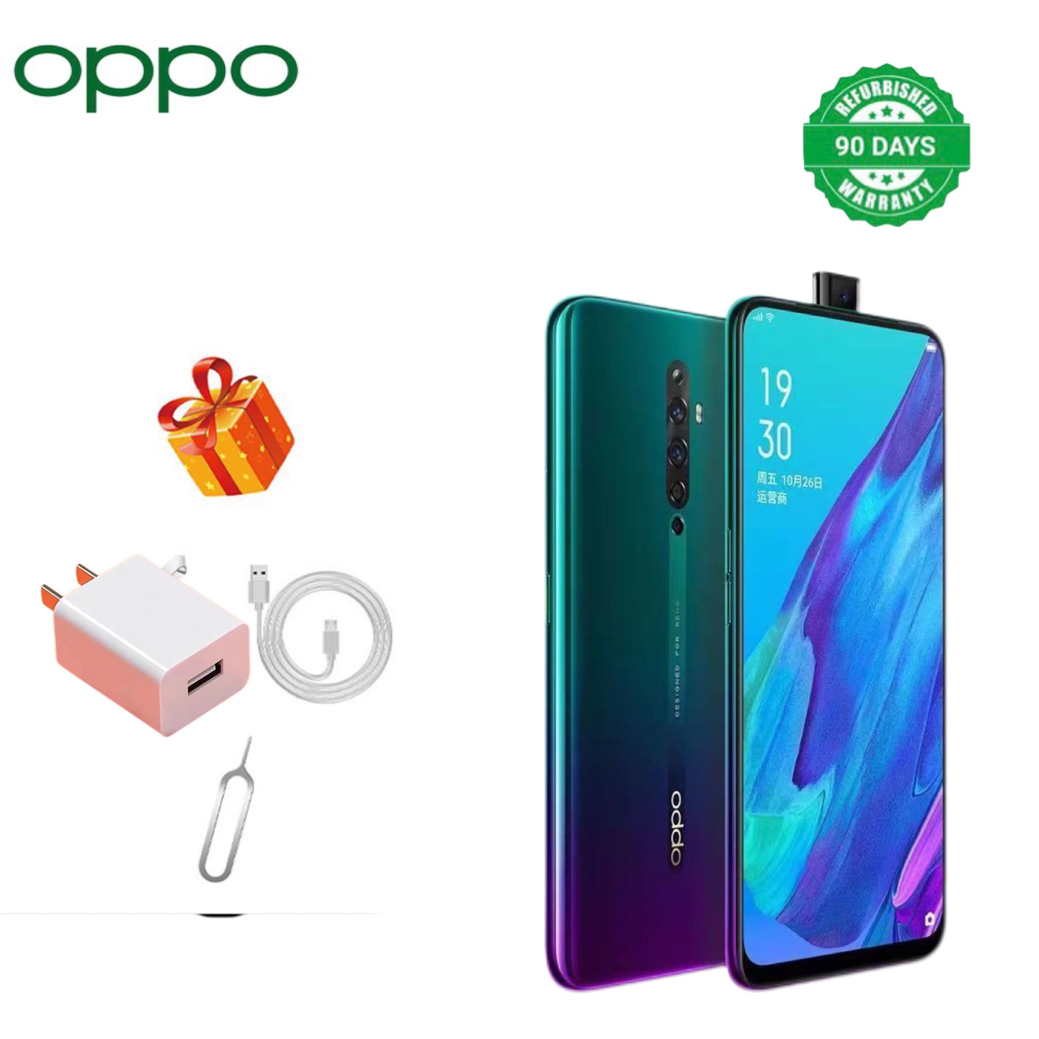 Refurbished OPPO Reno 2Z Smart Phone 256GB 128GB 6.5" without Fingerprint unlock phone Dual SIM 4G phone Refurbished Phone SmartPhones Mobile Phones 128GB phone 4G Phone oppp phone