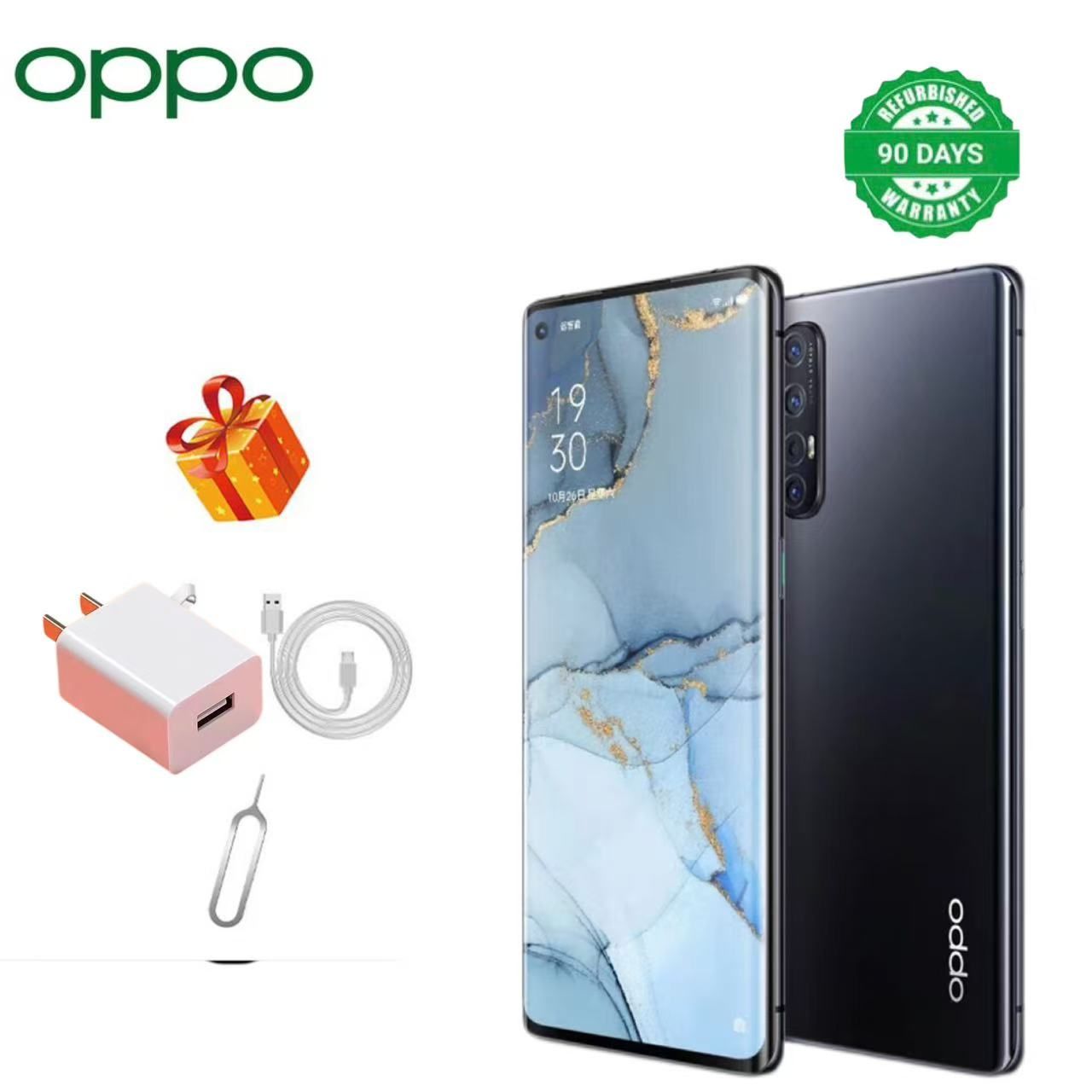 Refurbished Phone OPPO Reno3 Pro 13(8+5)GB RAM 90hz AMOLED Curved Screen 128GB Stoarge in-Display Fingerprint 48MP+32MP 4025 mAh 99% New Dual 5G Snapdragon 765G OPPO Reno 3 Pro Smart