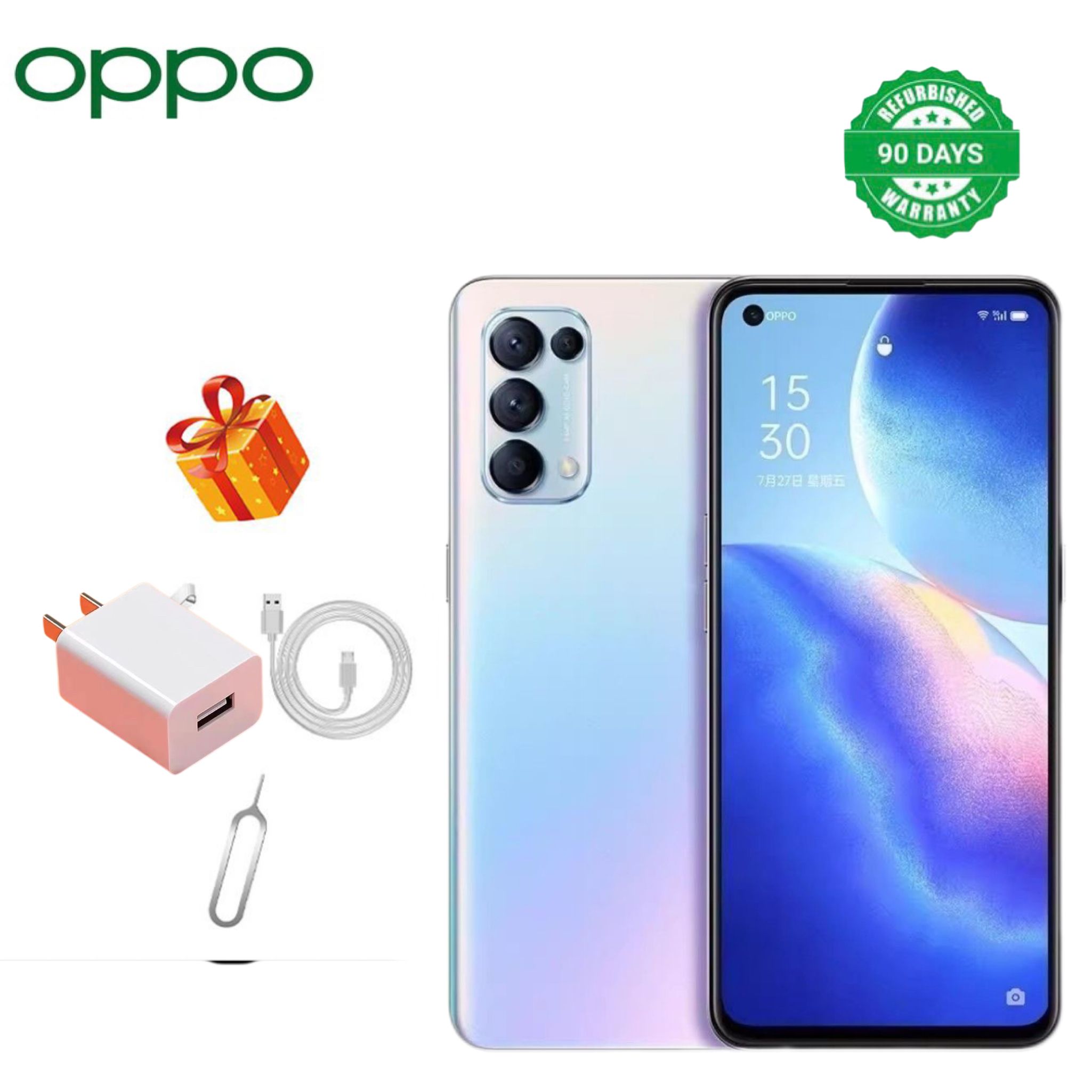 Refurbished Phone OPPO Reno5 Reno 5 5g Smartphone 6.43" 4300mAh 8GB+128GB, 12GB+256GB Rear Camera: 64MP Front Camera: 32MP Facial Recognition Unlock  No fingerprint unlock