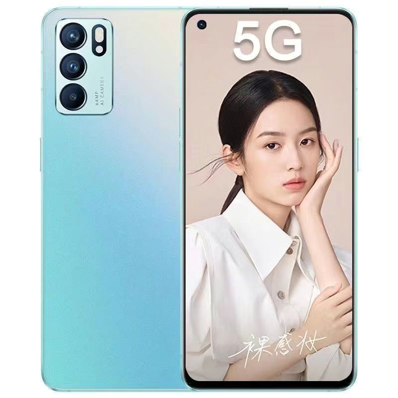 Refurbished Phone OPPO Reno6 5g Network 6.43 inches 64MP+32MP 4300mAh Dual SIM Smartphone 128G/256G Facial Recognition Unlock