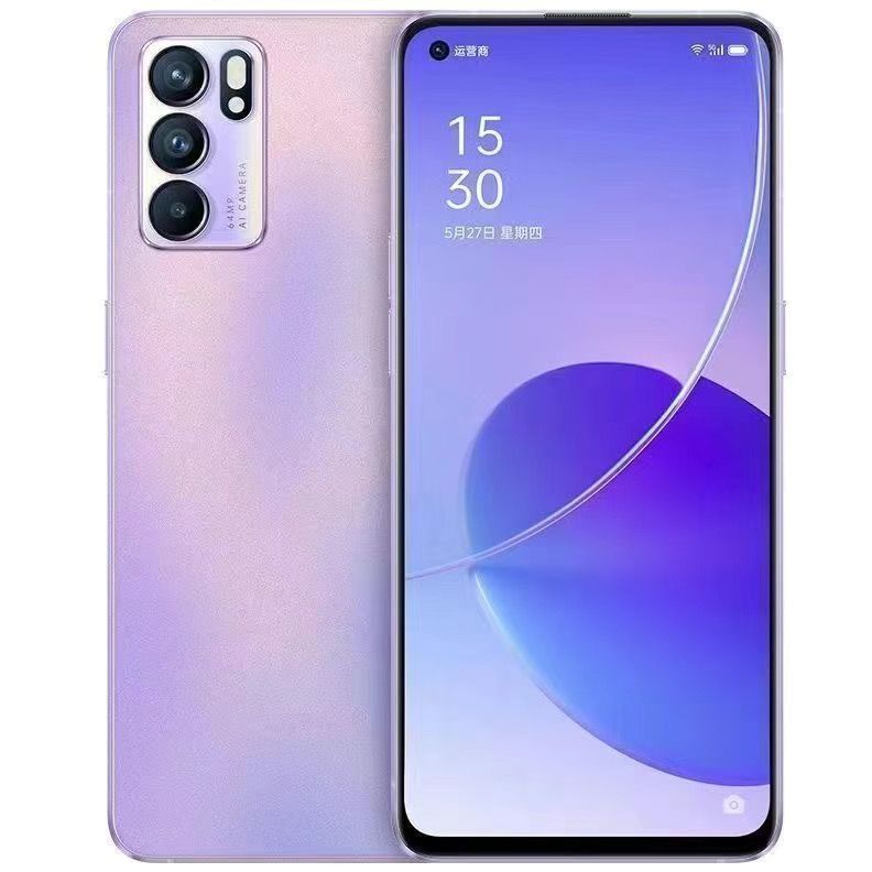 Refurbished Phone OPPO Reno6 5g Network 6.43 inches 64MP+32MP 4300mAh Dual SIM Smartphone 128G/256G Facial Recognition Unlock