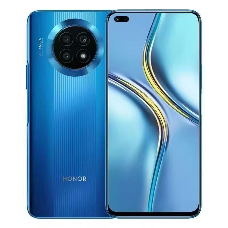 Refurbished Honor X20 with triple rear cameras: 64MP main sensor (f/1.9 aperture) + 2MP depth sensor (f/2.4 aperture) + 2MP macro lens (f/2.4 aperture). Supports fingerprint unlocking.