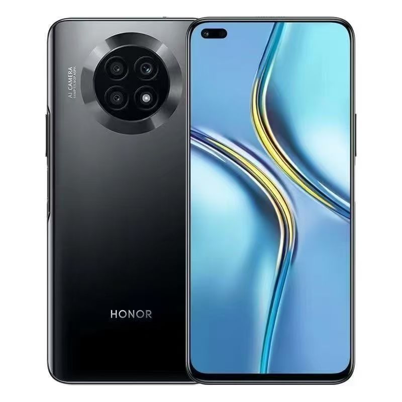 Refurbished Honor X20 with triple rear cameras: 64MP main sensor (f/1.9 aperture) + 2MP depth sensor (f/2.4 aperture) + 2MP macro lens (f/2.4 aperture). Supports fingerprint unlocking.