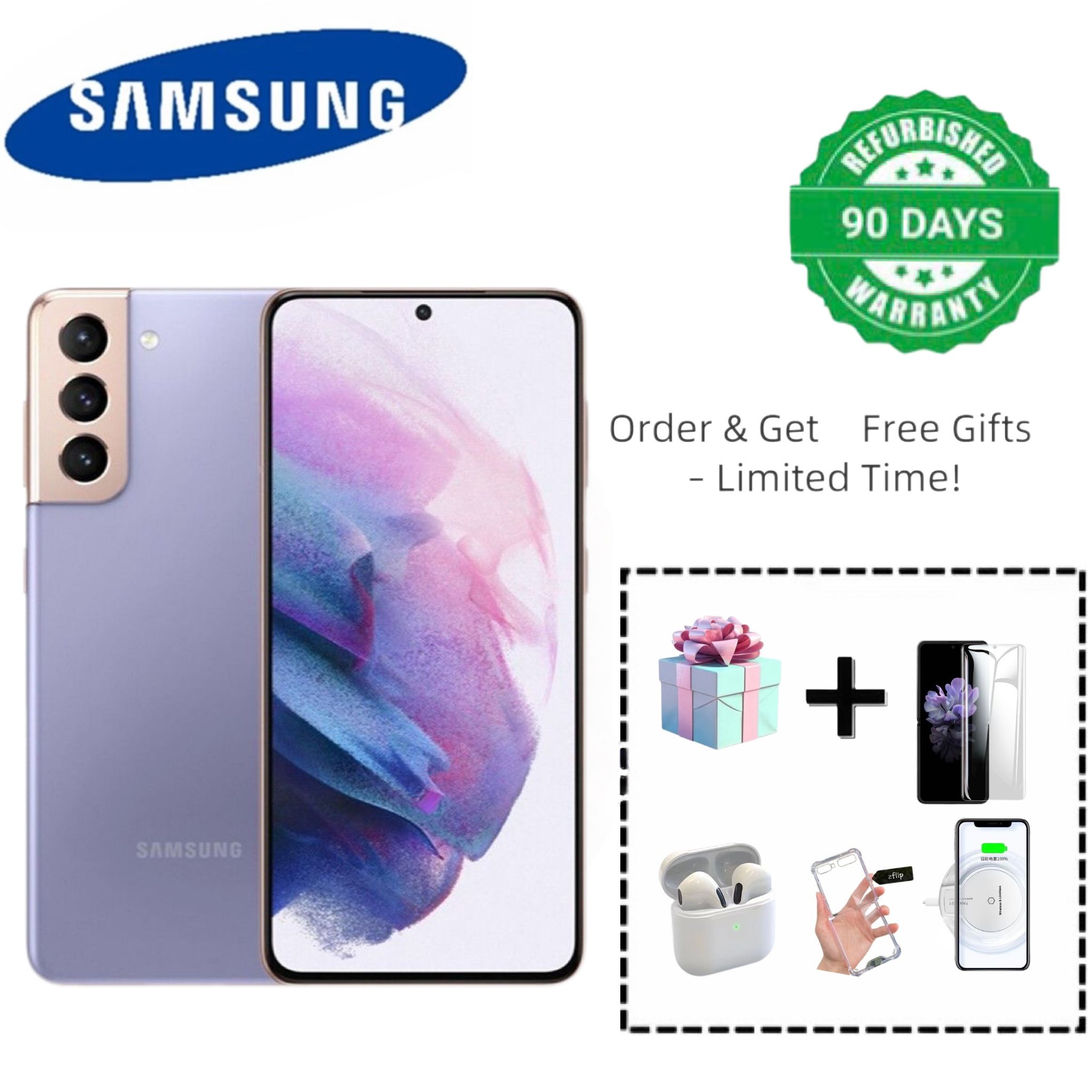 Refurbished Samsung Galaxy S21 5G Smart Phone 6.2'' 8GB+128GB 64MP+12MP Single SIM 4000mAh Unlocked smartphone Samsung S20 Perfect display screen