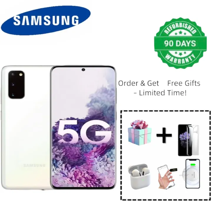 Refurbished Samsung Galaxy S20 5G Smart Phone 6.2'' 8GB+128GB 64MP+12MP Single SIM 4000mAh Unlocked smartphone Samsung S20 Perfect display screen