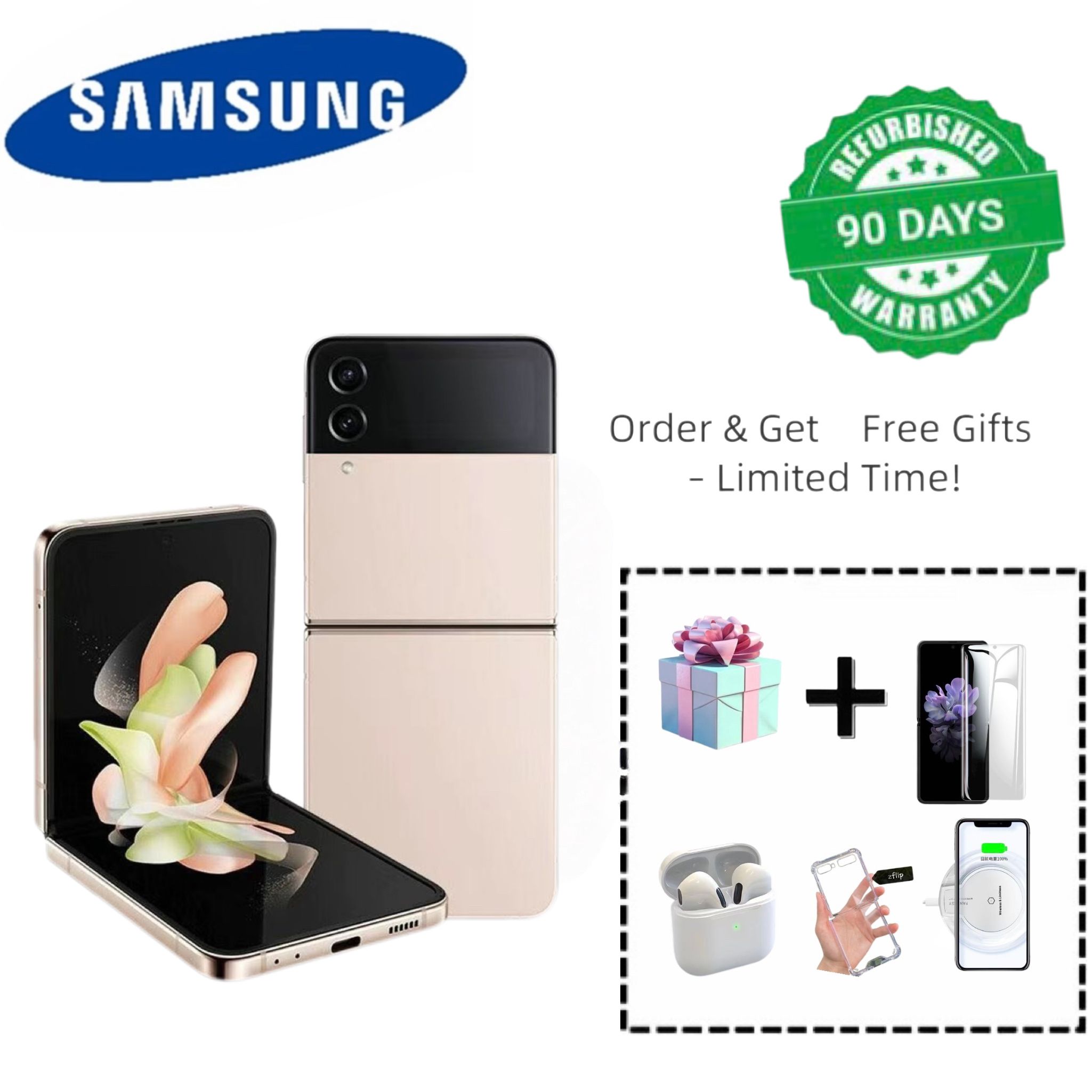 Samsung Galaxy Z Flip4 Refurbished Phone 5G Cellphone 256GB ROM 8GB RAM 6.7" + 1.9" Original Smart Phone Special Offer Perfect display screen