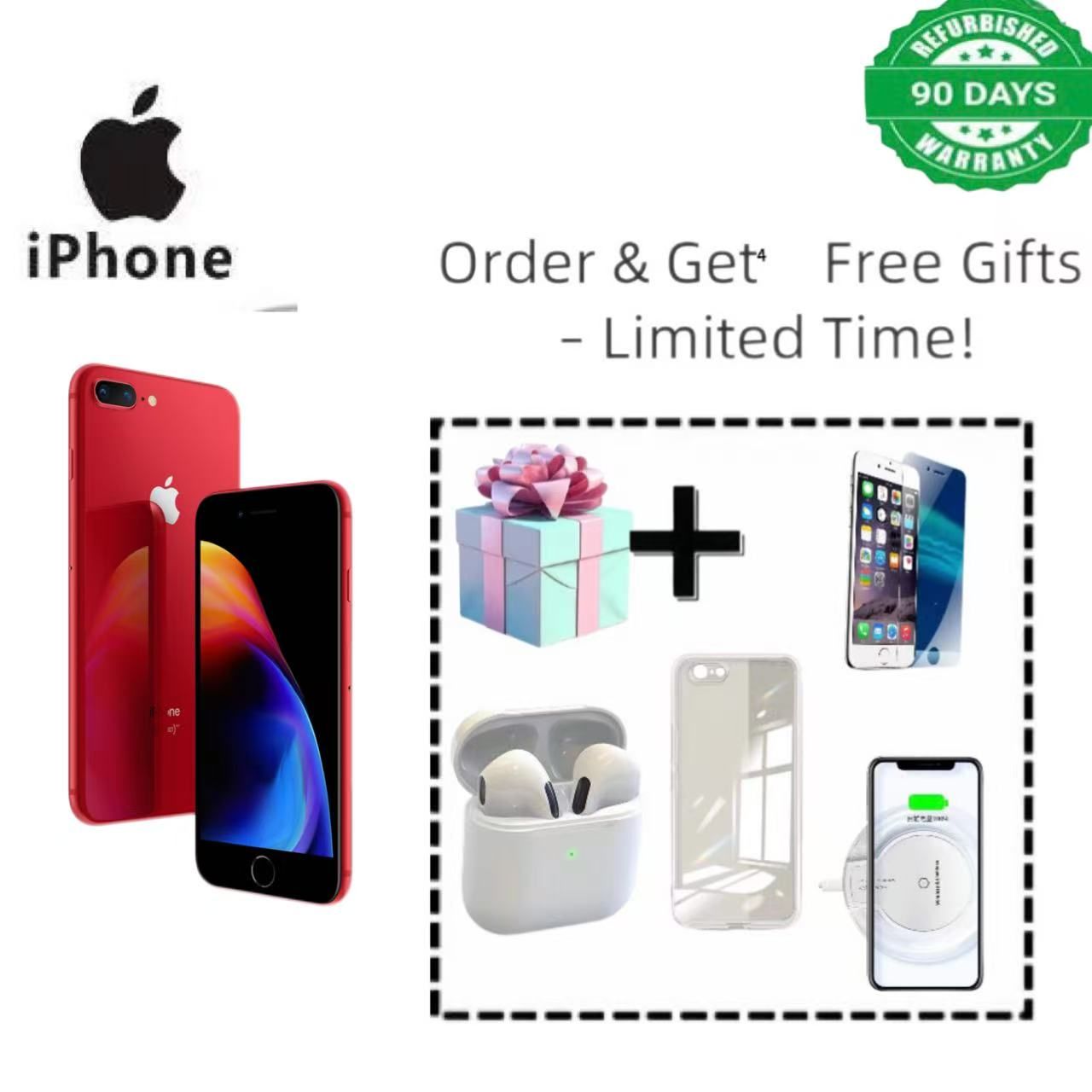 Refurbished iphone 8 plus 128GB    64GB/256GB+3GB 12MP+7MP 5.5 inch with fingerprint iphone8 plus unlocked