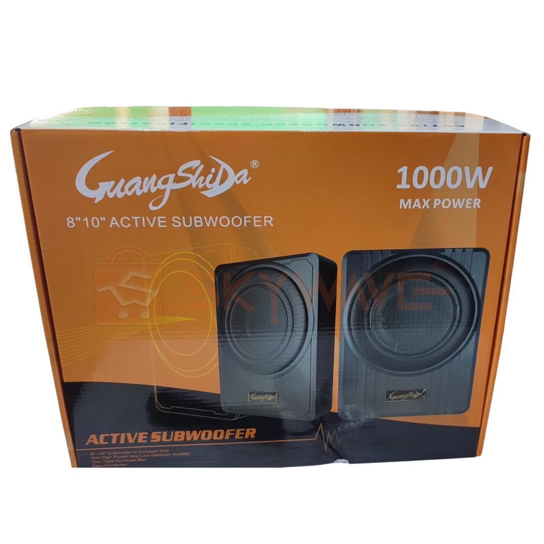 Guanshida 10 Inches Active Car Underseat Speaker 1000W Car Subwoofer Car Audio Slim Under Seat Active Subwoofer Bass Amplifier Speaker Car Amplifier Subwoofers Woofer 12V