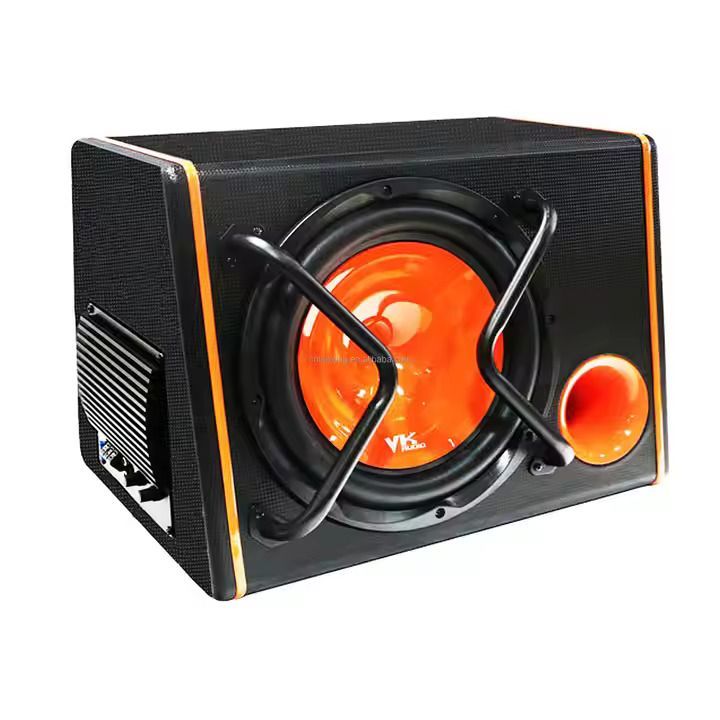 Car Subwoofer 12v AUDIO 10 inch Subs with Box and Amp Car Subwoofer Car Audio Active 10 12 Subwoofer Speaker Box Car Amplifier Powerful Bass Amplified Design Low-Pass Crossover Car Electornics