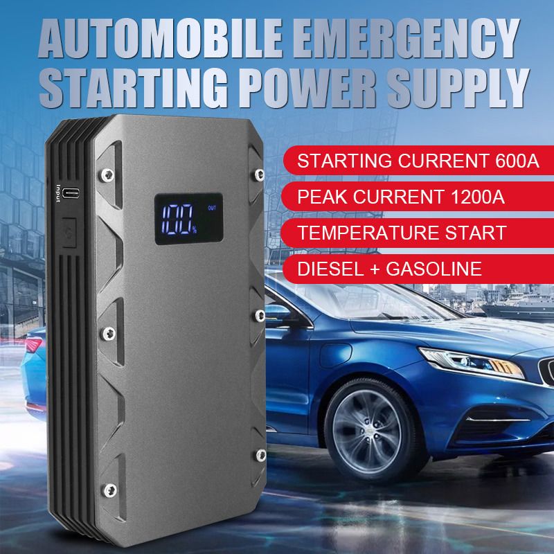 High Power 16800mAh Car Jump Starter Power Bank – 320A Peak Current, Multi-Function Portable Battery Booster with Grade A Polymer Lithium-Ion, Fast Charging & Accessories – Black