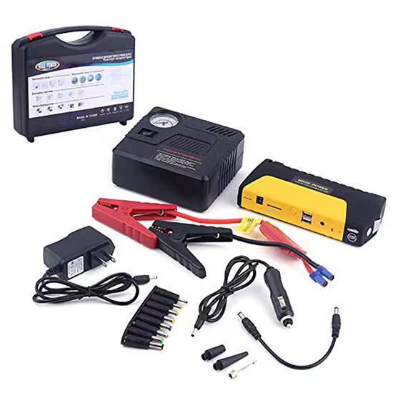 High Power 16800mAh Car Jump Starter Power Bank – 320A Peak Current, Multi-Function Portable Battery Booster with Grade A Polymer Lithium-Ion, Fast Charging & Accessories – Black