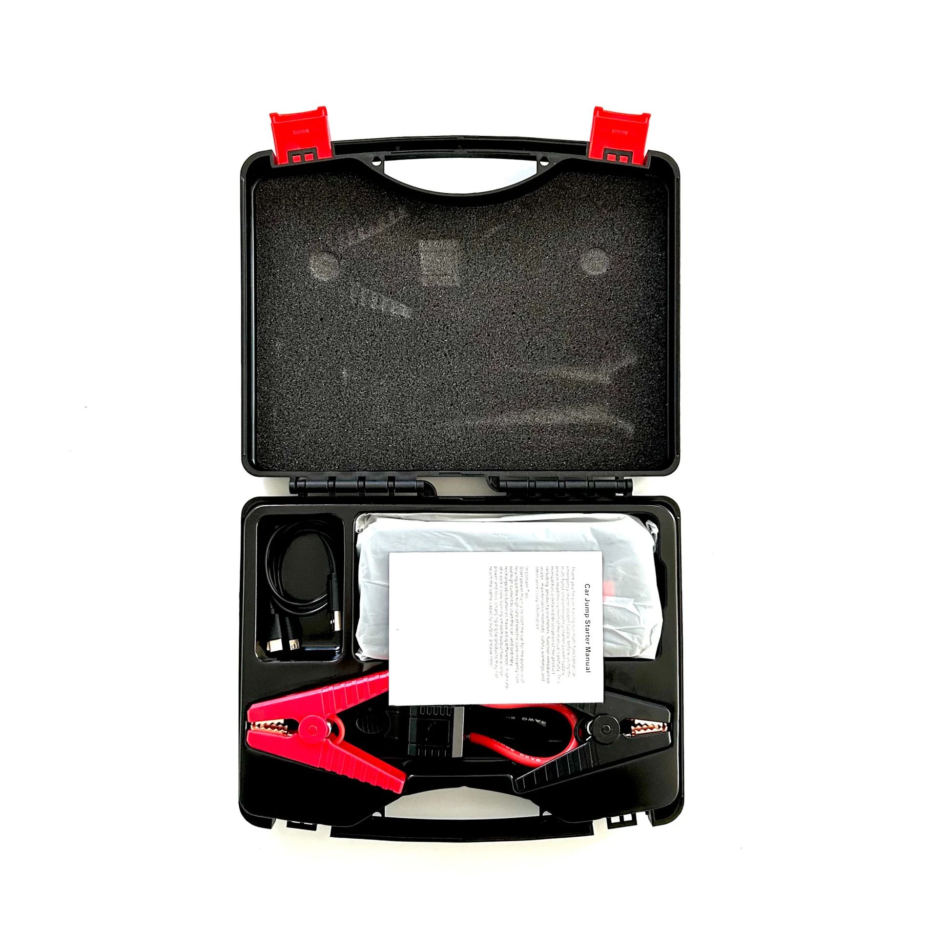 High Power 16800mAh Car Jump Starter Power Bank – 320A Peak Current, Multi-Function Portable Battery Booster with Grade A Polymer Lithium-Ion, Fast Charging & Accessories – Black