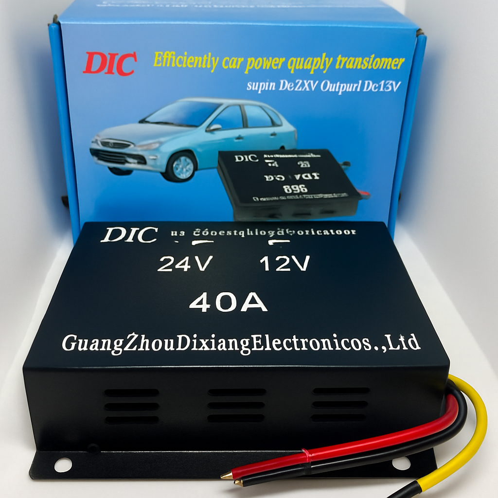 DIC 24V to 12V 40A Heavy Duty Car Power Supply Transformer – Voltage Converter for Truck Bus Audio Radio GPS Accessories, Reliable Input DC24V Output DC12V Power Adapter