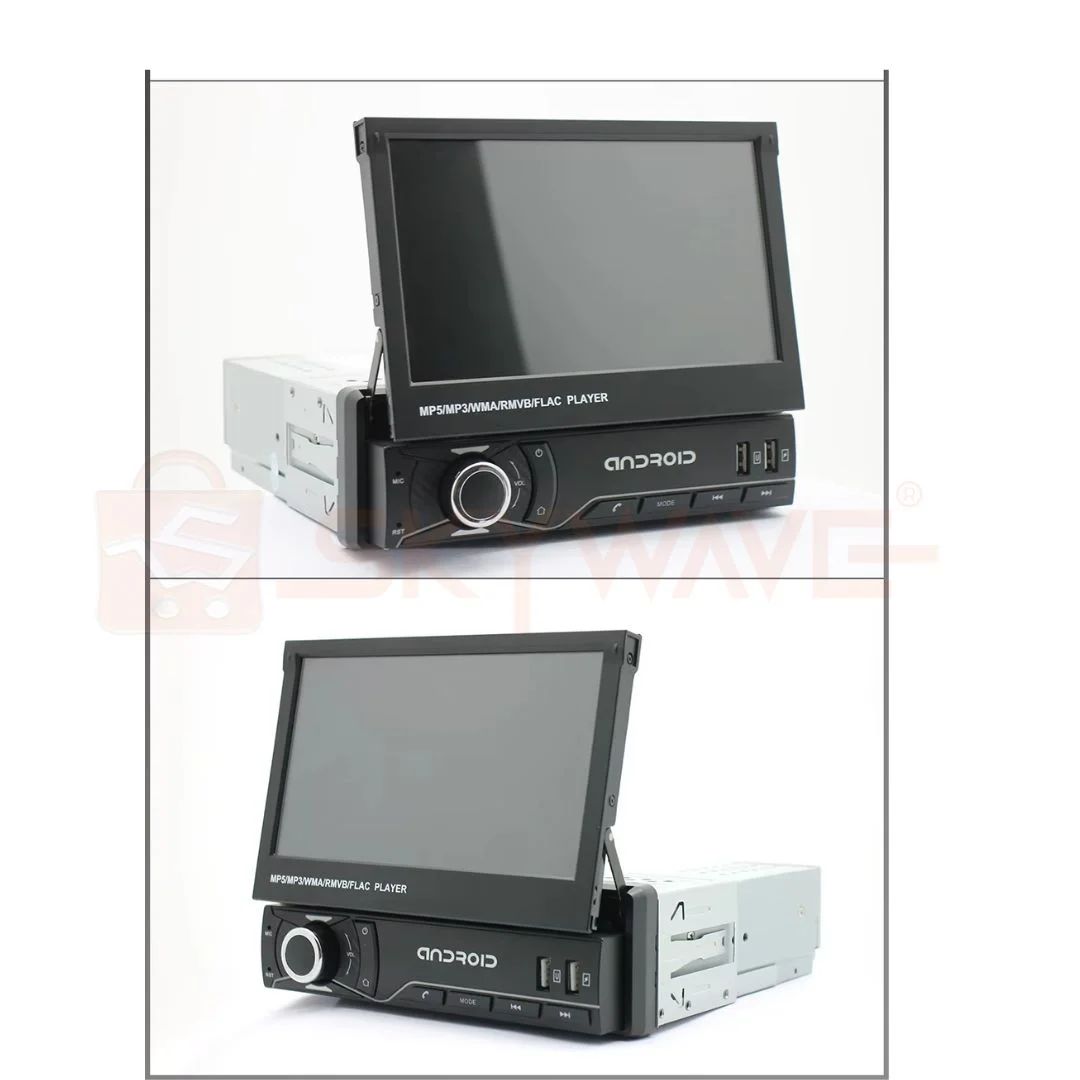 5 Pack Retractable 7-Inch Android Car Stereo System – Touchscreen Head Unit + Double Oval Speakers + 10-Inch Active Subwoofer + Rear View Camera Bundle