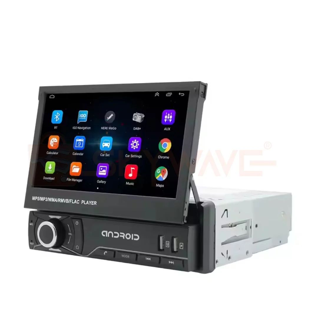 Retractable 7 Inch Car Radio Touchscreen Multimedia Stereo Head Unit with Bluetooth FM AUX USB Android Auto Apple CarPlay GPS Navigation Backup Camera