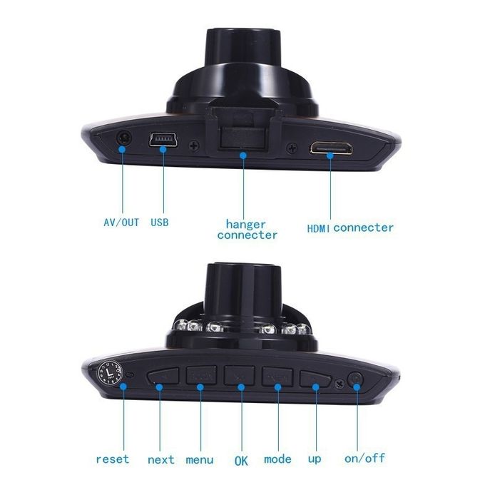 1080P Hd Car Dvr Dash Camera Video Recorder Built-in Lithium-ion Rechargeable Battery LCD Screen G-Sensor Technology Wide-Angle Lens Easy Installation Audio Recording Dash Camera