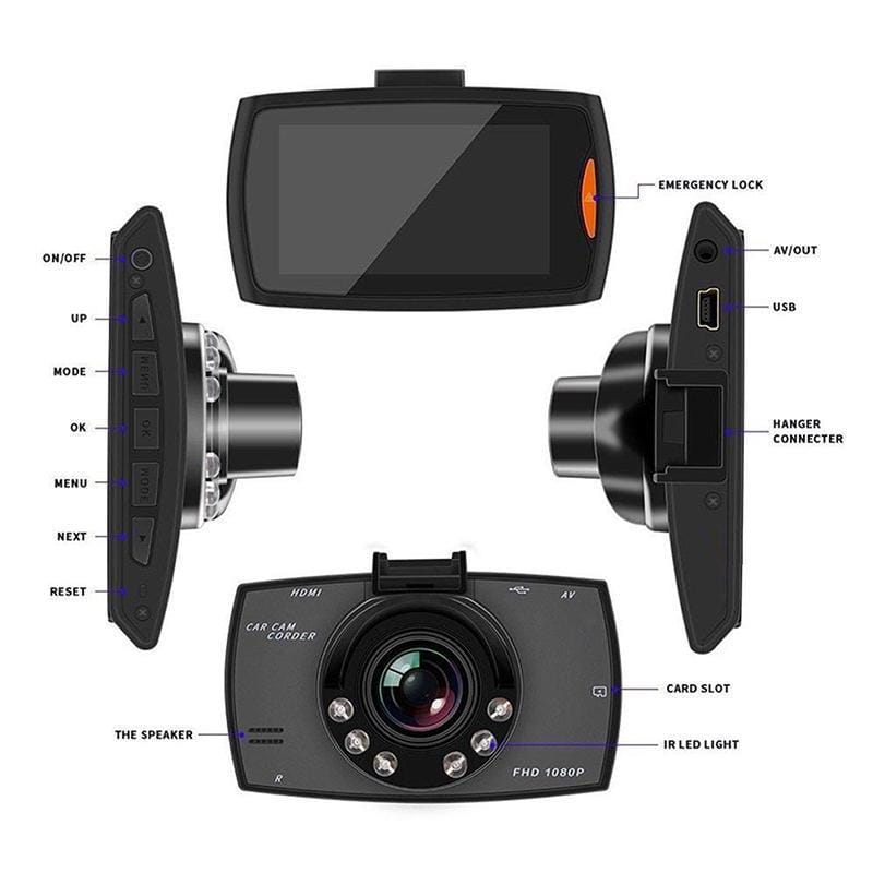 1080P Hd Car Dvr Dash Camera Video Recorder Built-in Lithium-ion Rechargeable Battery LCD Screen G-Sensor Technology Wide-Angle Lens Easy Installation Audio Recording Dash Camera