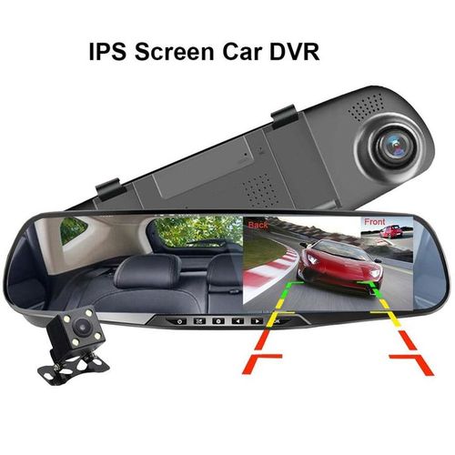 Dashboard Cam, Mirror Camera Car Dashboard, 4.3 Inch LCD Dual Lens DVR Video Recorder TFT Rearview Monitor Screen G-Sensor Waterproof for Car Backup Camera HD 1080P