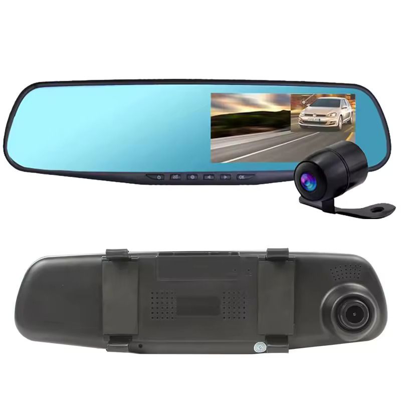 9.66 Inch Black Box DVR Dash Cam Dual Lens Mirror Camera Full HD 1080P Front & Rear Recorder Touchscreen Wide Angle Night Vision G-Sensor Loop Recording Car Video