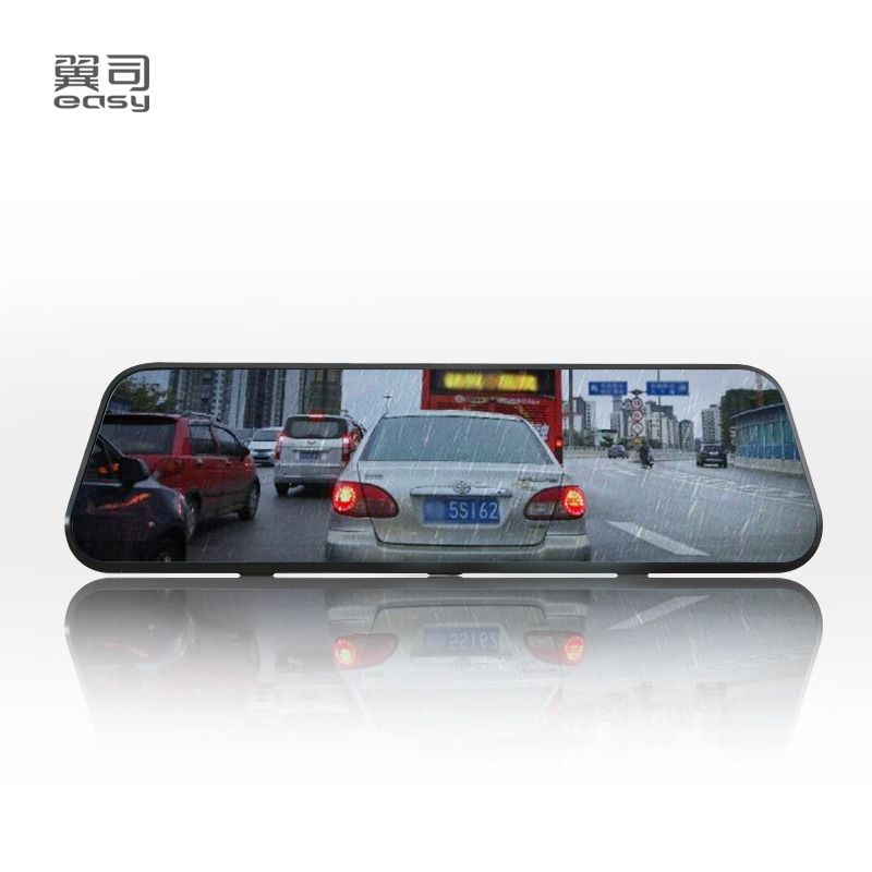 9.66 Inch Black Box DVR Dash Cam Dual Lens Mirror Camera Full HD 1080P Front & Rear Recorder Touchscreen Wide Angle Night Vision G-Sensor Loop Recording Car Video