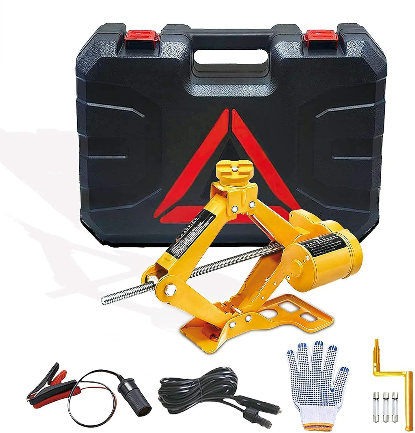 Electric Car Jack 3 Ton 12V Portable Auto Lift with Carry Case Heavy Duty Steel Emergency Tire Change Tool High Capacity 1000kg–3000kg Easy Use for Cars SUVs Roadside Repair Kit