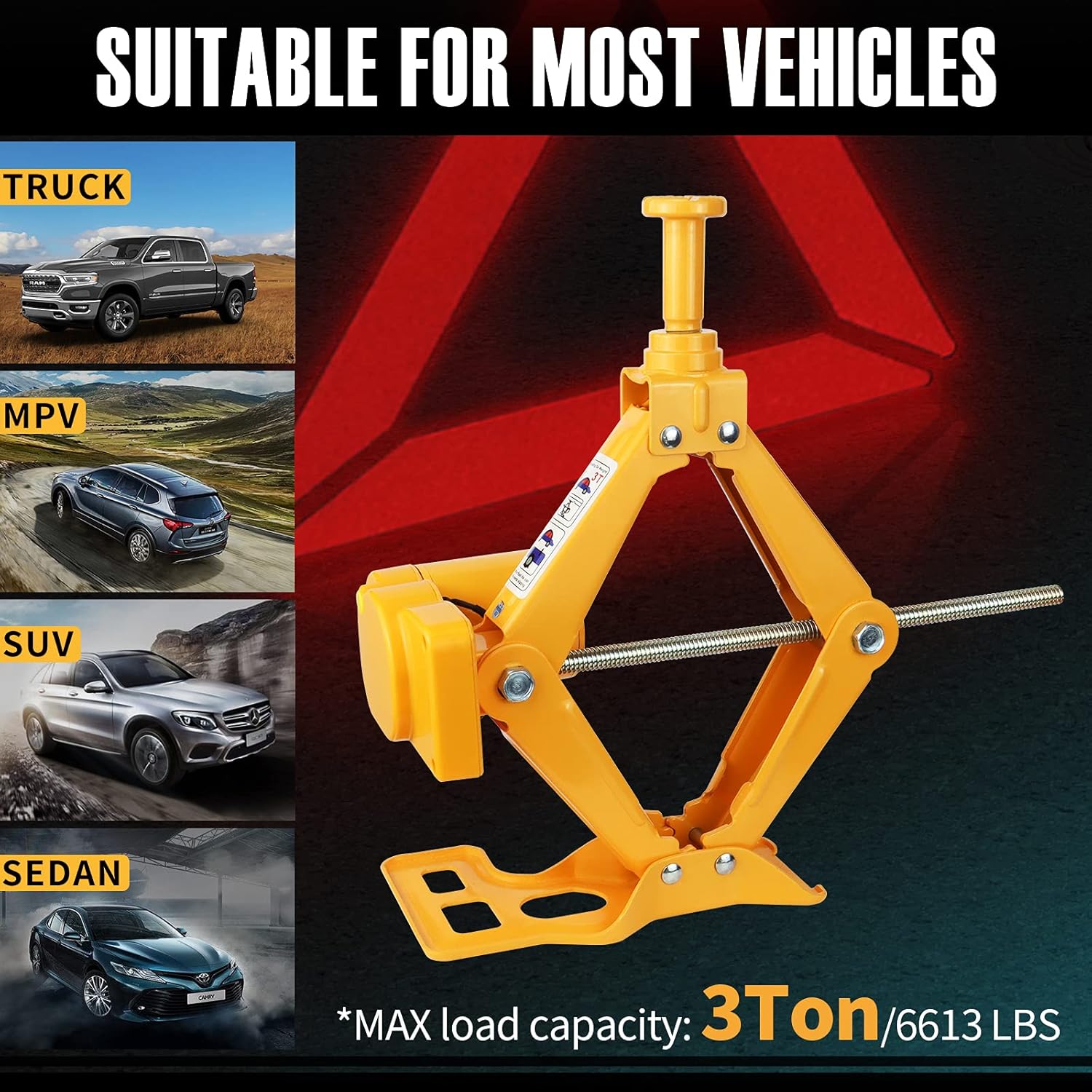 Electric Car Jack 3 Ton 12V Portable Auto Lift with Carry Case Heavy Duty Steel Emergency Tire Change Tool High Capacity 1000kg–3000kg Easy Use for Cars SUVs Roadside Repair Kit