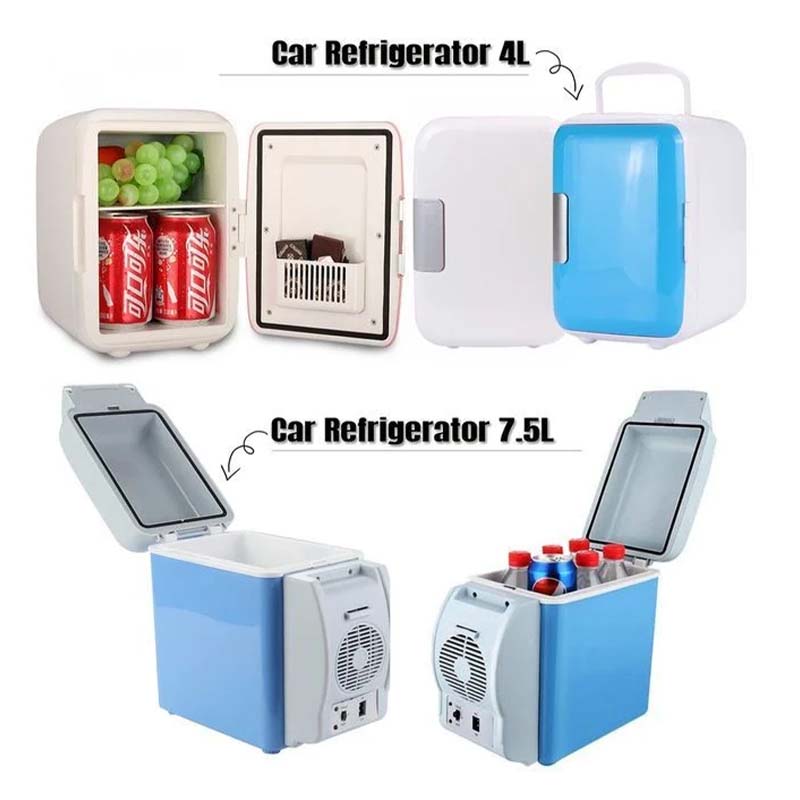 Portable Car Mini Fridge 7.5L – 12V/AC/DC Dual Power Cooler & Warmer, Compact Auto Travel Refrigerator with Handle, Electric Cooler Box for Cars, Office, Road Trips and Home Use