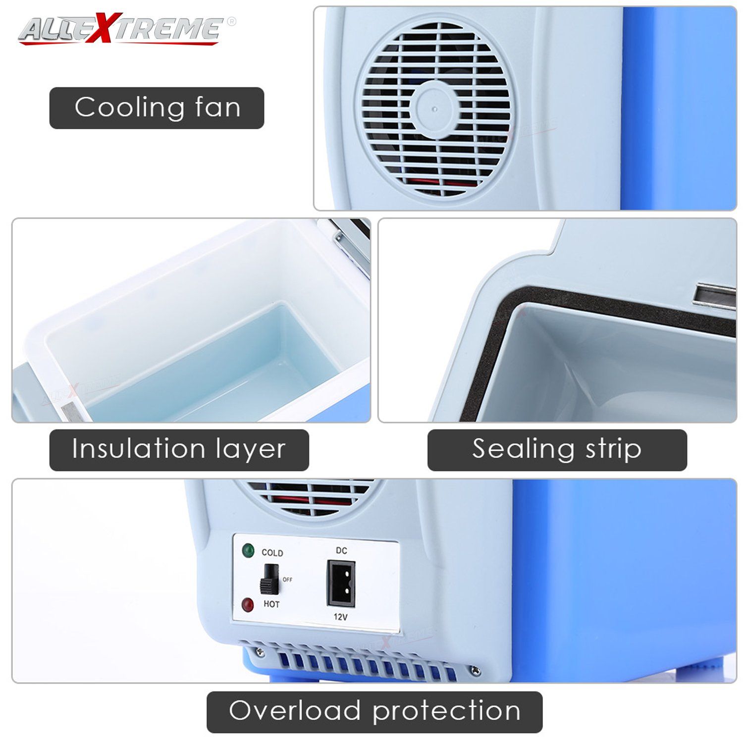 Portable Car Mini Fridge 7.5L – 12V/AC/DC Dual Power Cooler & Warmer, Compact Auto Travel Refrigerator with Handle, Electric Cooler Box for Cars, Office, Road Trips and Home Use