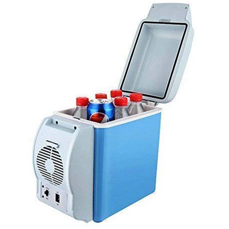 Portable Car Mini Fridge 7.5L – 12V/AC/DC Dual Power Cooler & Warmer, Compact Auto Travel Refrigerator with Handle, Electric Cooler Box for Cars, Office, Road Trips and Home Use