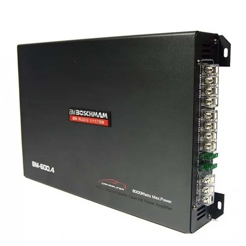 Boschmam 4 Channel Car Amplifier 8000W High Power MOSFET Booster | Powerful Bass & Clear Sound | 4×100W RMS Output | LPF/HPF Filters | Premium Car Audio Amplifier for Subwoofers & Speakers