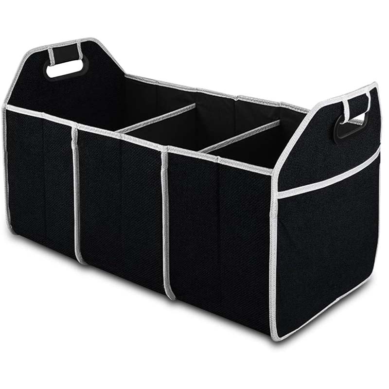 Car Boot Organizer 60×31×28cm Foldable Trunk Storage Box Multi-Compartment Waterproof Durable Non-Slip Base Car Trunk Organizer for SUV Travel Groceries & Accessories