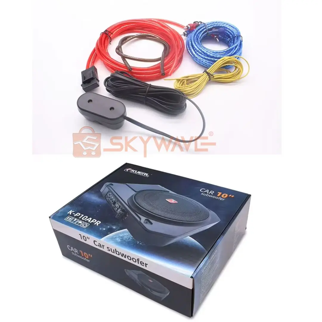 KUERL 10 Inch Ultra Thin Active Car Subwoofer Slim Under Seat Powered Bass Speaker Built In Amplifier High Power Car Audio Sound System for Sedan SUV Truck