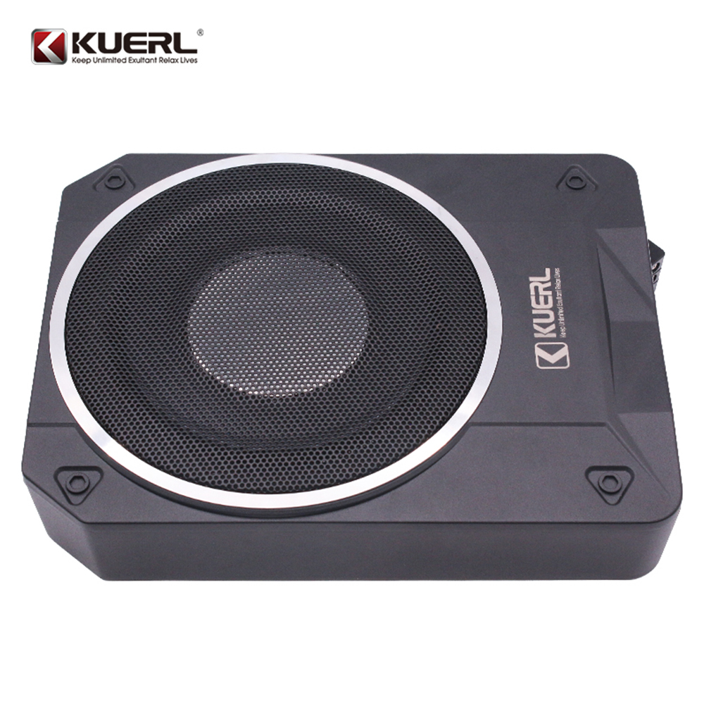 KUERL 10 Inch Ultra Thin Active Car Subwoofer Slim Under Seat Powered Bass Speaker Built In Amplifier High Power Car Audio Sound System for Sedan SUV Truck