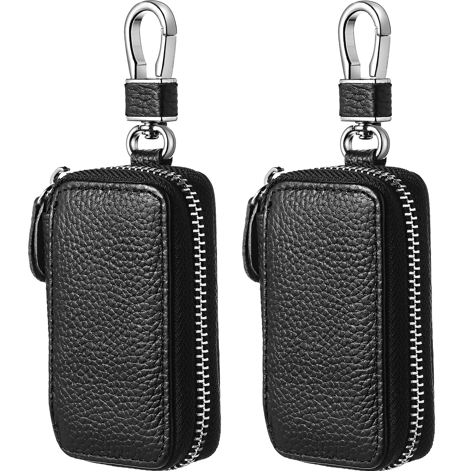 Leather Mercedes Benz Car Key Holder Zipper Pouch Luxury PU Auto Key Case Wallet with Hook Scratch Resistant Remote Key Cover for Benz Vehicles