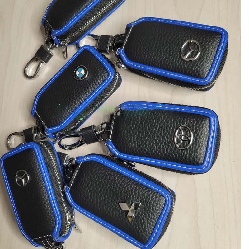 Leather Mercedes Benz Car Key Holder Zipper Pouch Luxury PU Auto Key Case Wallet with Hook Scratch Resistant Remote Key Cover for Benz Vehicles
