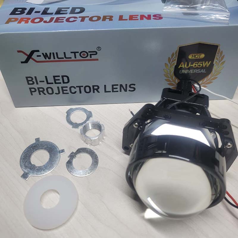 Bi LED Projector Lens 65W Universal Car Headlight Upgrade High Brightness Auto BiLED Projector Headlamp Retrofit Kit for Sedan SUV Pickup Clear Cut Line