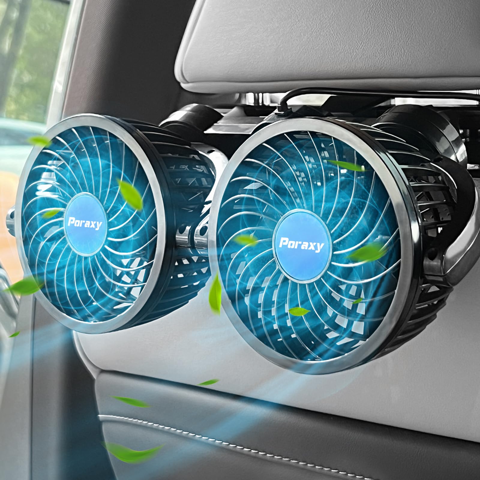 Double Headed Vehicle Fan 12V Car Cooling Fan Dual Speed Adjustable Dashboard Auto Fan Low Noise Strong Wind Energy Saving for Cars Trucks SUV Universal