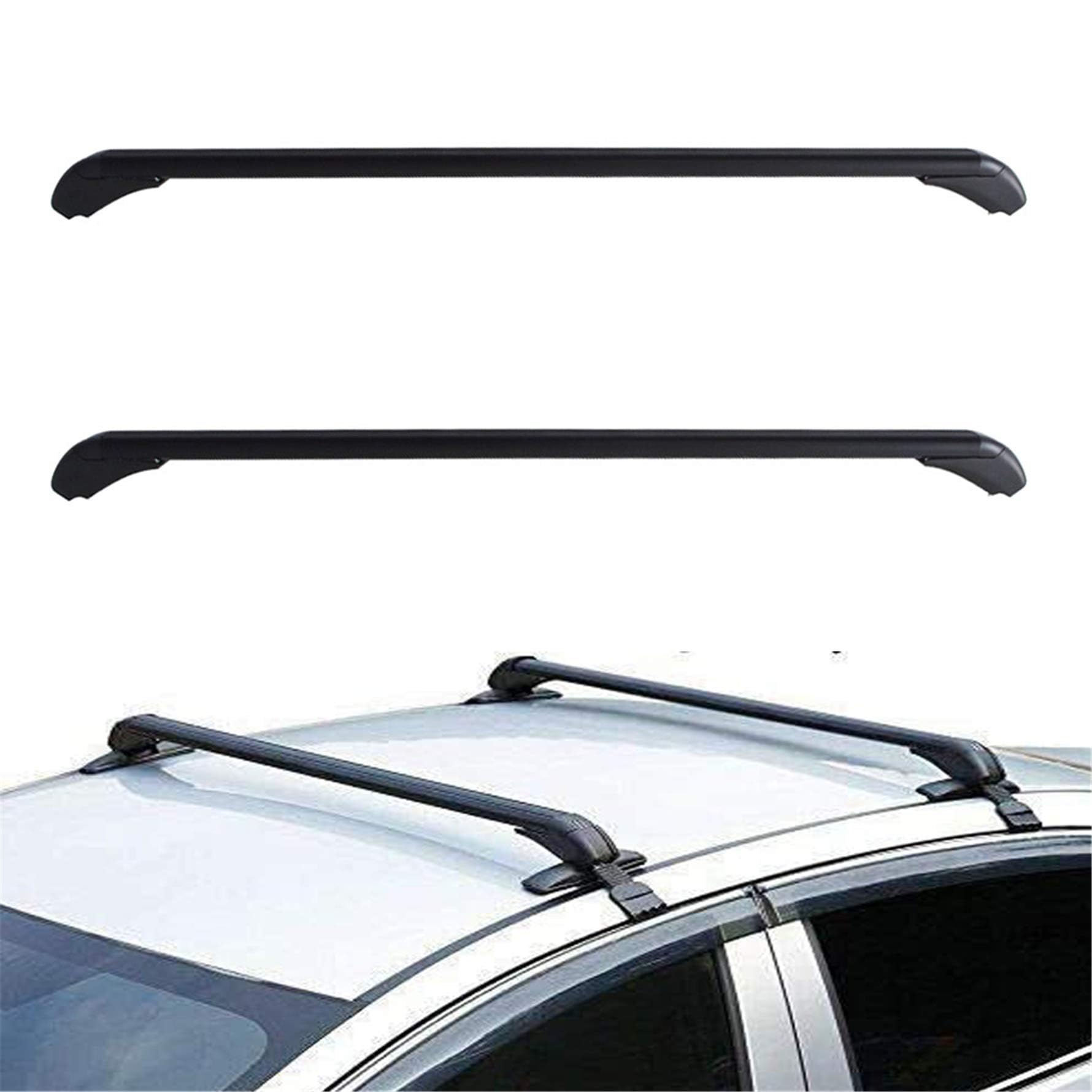 Car Roof Rack Side Rails Black Universal Vehicle Roof Rail Bars Heavy Duty Exterior Luggage Carrier Support for SUV Crossover Wagon Strong Durable Auto Accessory