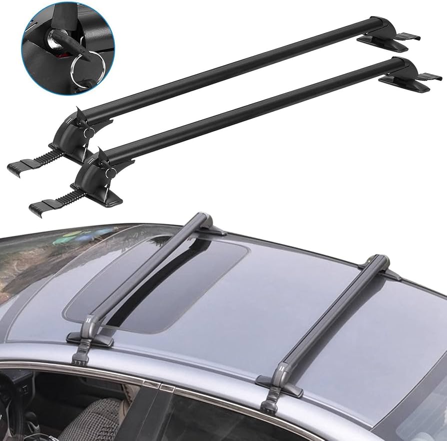 Car Roof Rack Side Rails Black Universal Vehicle Roof Rail Bars Heavy Duty Exterior Luggage Carrier Support for SUV Crossover Wagon Strong Durable Auto Accessory