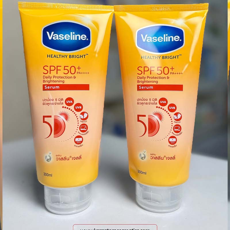 Vaseline Healthy Bright SPF50+ PA++++ Serum Sunscreen Body Lotion UV Protection Whitening Moisturizing Sunblock Anti Dark Spots Fast Absorbing Non Greasy Daily Use for All Skin Types 300ml