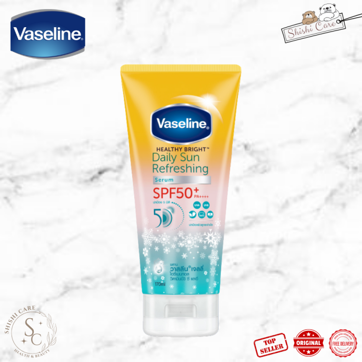 Vaseline Healthy Bright SPF50+ PA++++ Serum Sunscreen Body Lotion UV Protection Whitening Moisturizing Sunblock Anti Dark Spots Fast Absorbing Non Greasy Daily Use for All Skin Types 300ml