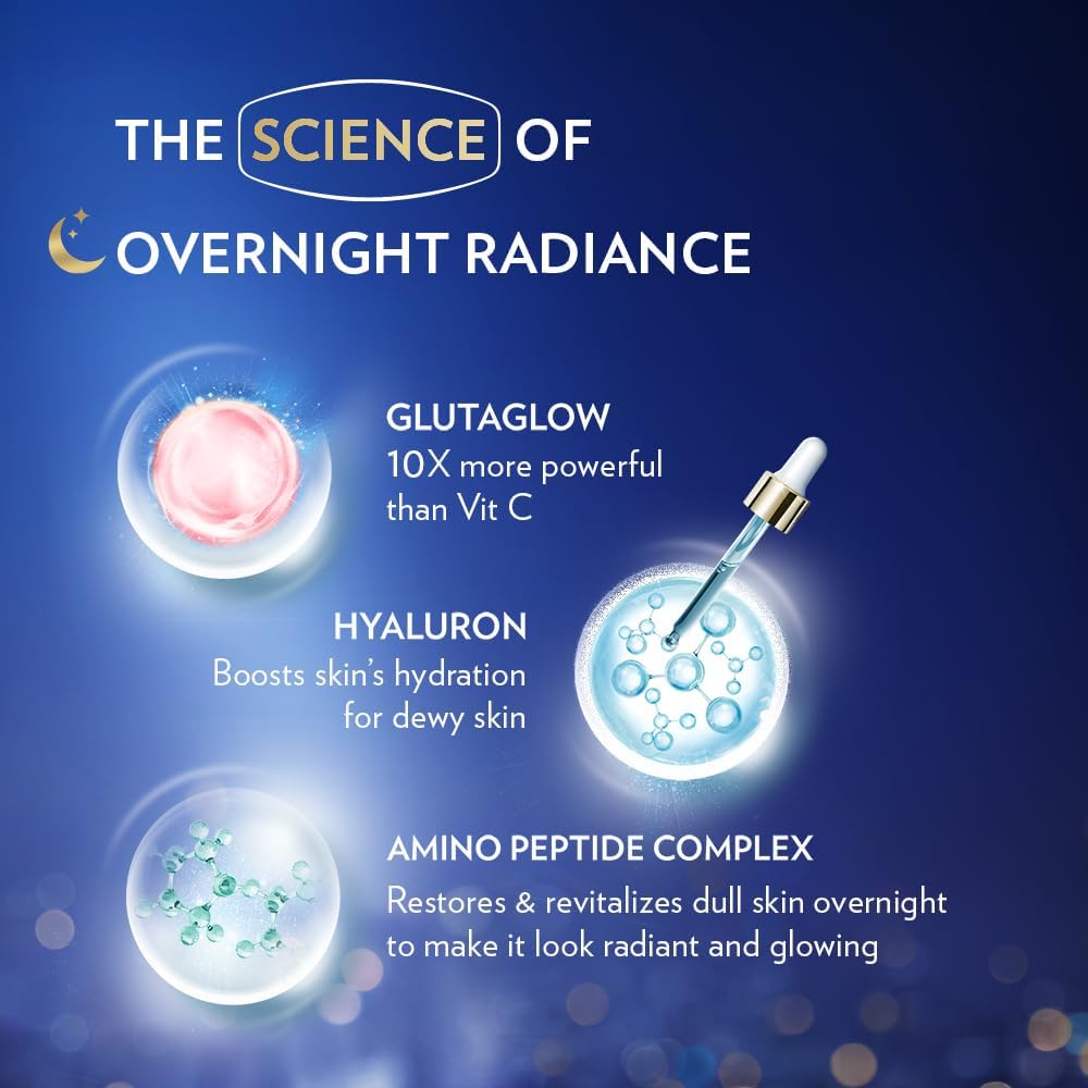 Vaseline Gluta Hya Overnight Radiance Serum Burst Lotion Night Repair Body Lotion Brightening Hydrating Glutathione Hyaluronic Acid Smooth Glowing Skin Fast Absorbing Non Greasy 300ml