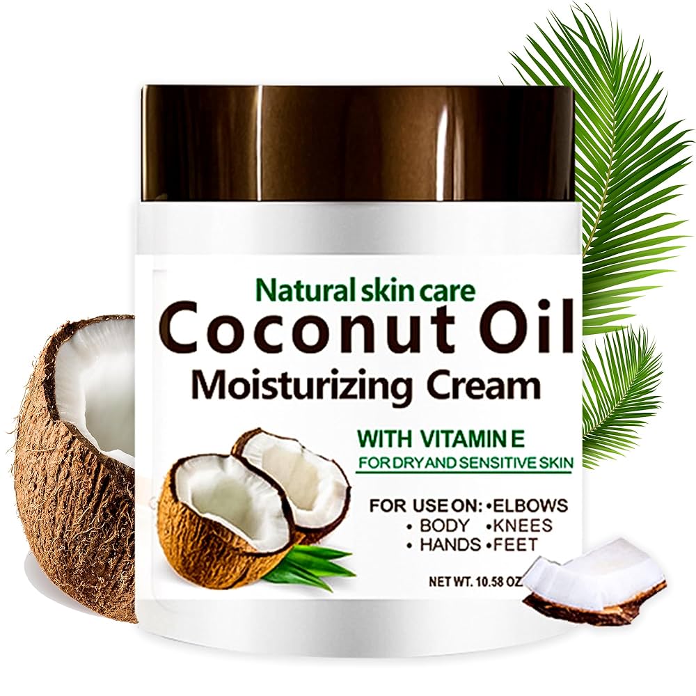 Natural Coconut Oil Body Cream 300g – Deep Moisturizing Skin Care Lotion, Hydrating & Nourishing Cream for Dry Skin, Smooth & Soft Glow Body Moisturizer