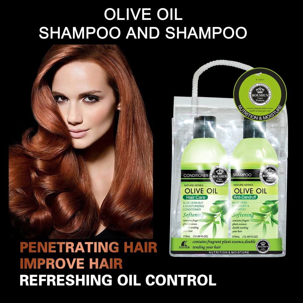 2 Packs Roushun Olive Oil  Shampoo And Conditioner 2 Pack Set Hair Care Duo Nourishing Hydrating Scalp Cleanse Moisturizing Repair Smooth Hair Growth Aloe Extract Botanical Formula For All Hair Types