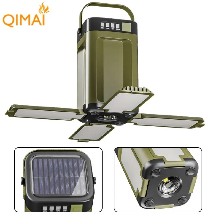Camping lantern 2000mAh solar rechargeable LED light, suitable for power outages, 3 lighting modes camping light, suitable for fishing/hurricane/emergency situations, essential camping item
