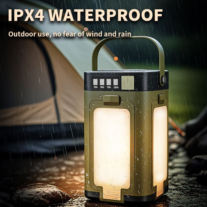 Camping lantern 2000mAh solar rechargeable LED light, suitable for power outages, 3 lighting modes camping light, suitable for fishing/hurricane/emergency situations, essential camping item