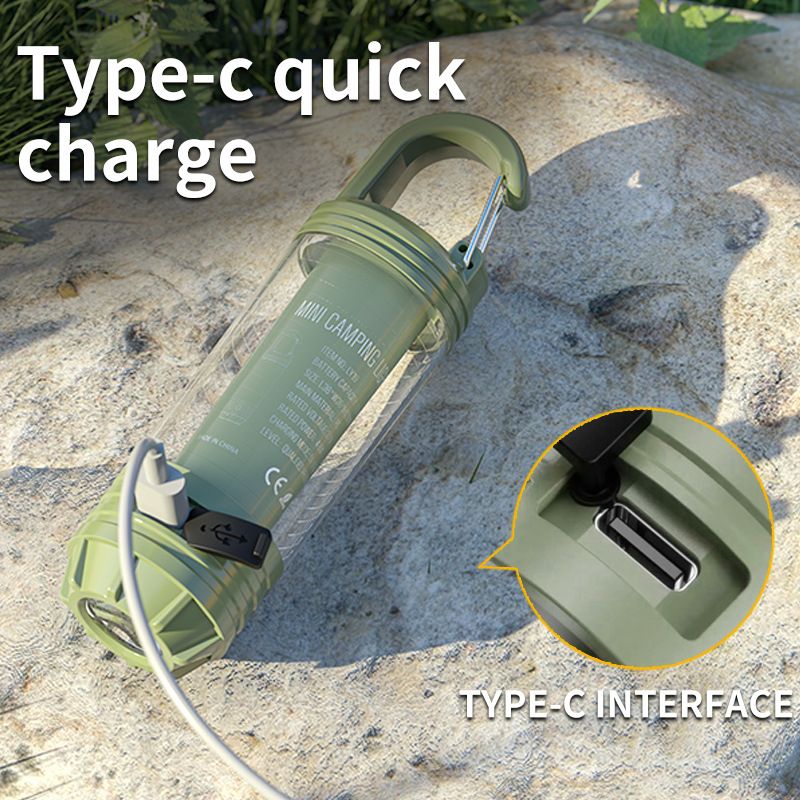 Multi Functional Outdoor Camping Light, Portable Strong Light Flashlight, Charging mini Retro Camping Atmosphere Light, Emergency, Hiking, Fishing Camping Essentials (Blackish Green)