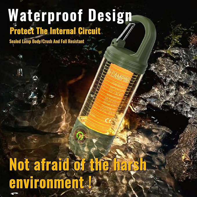 Multi Functional Outdoor Camping Light, Portable Strong Light Flashlight, Charging mini Retro Camping Atmosphere Light, Emergency, Hiking, Fishing Camping Essentials (Blackish Green)