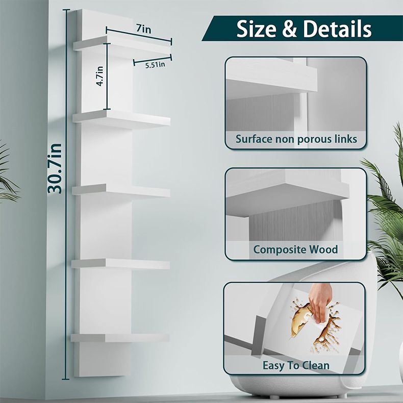 5-layer wooden floating shelf decoration wooden shelf wall mounted storage shelf bookshelf suitable for princess room, daycare, family bedroom, office, farmhouse, rural corner decoration