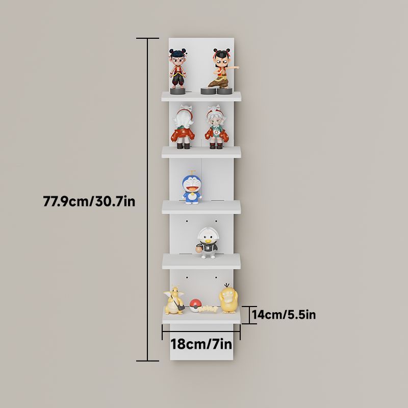 5-layer wooden floating shelf decoration wooden shelf wall mounted storage shelf bookshelf suitable for princess room, daycare, family bedroom, office, farmhouse, rural corner decoration